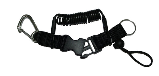 XS Scuba 130cm Coiled Lanyard with Stainless Steel Snap Clip/Split Ring