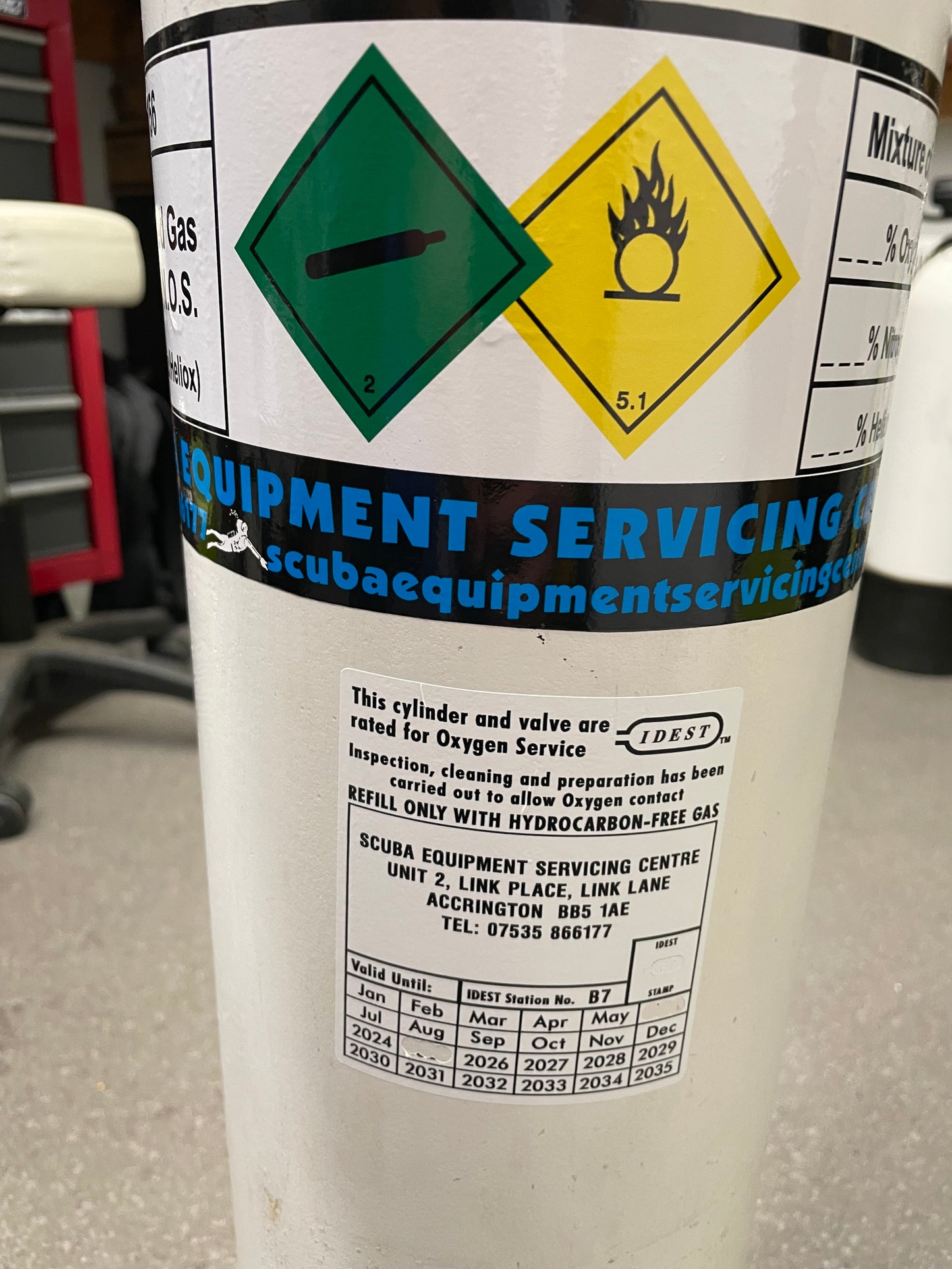 12L Scuba Cylinder Pre-Loved Second Hand New Valve with Fresh Hydrostatic Test + O2, this has a matching sister one of a pair. (2)